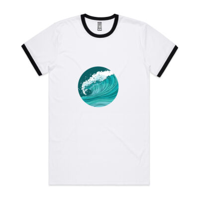 Teal Wave Mens Ringer Tee Thumbnail