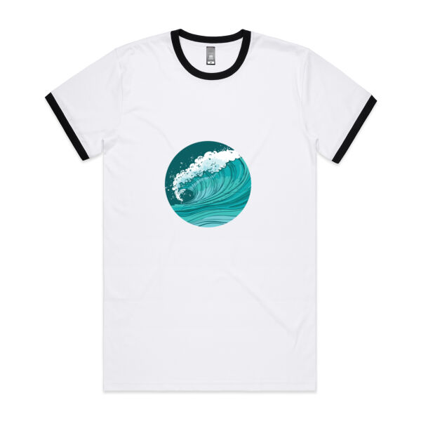 Teal Wave Mens Ringer Tee Thumbnail